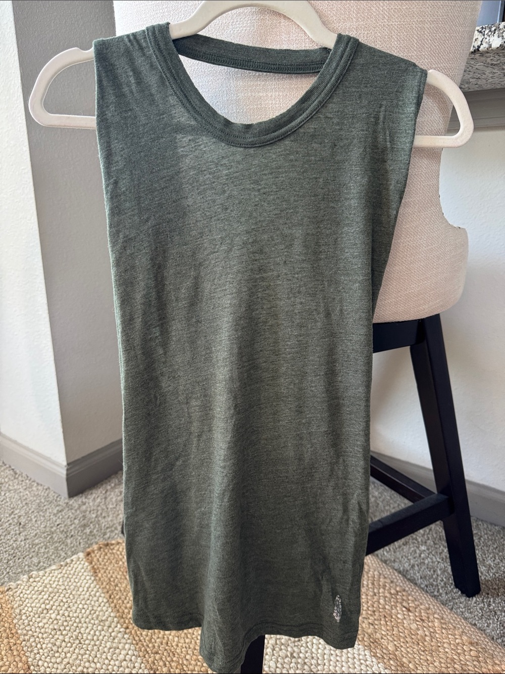 Free People Movement - Knit Draped, Open-Back Top - Olive Green